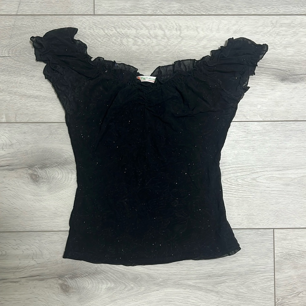 Vintage Yioi Fashion Mesh Sparkle Top
